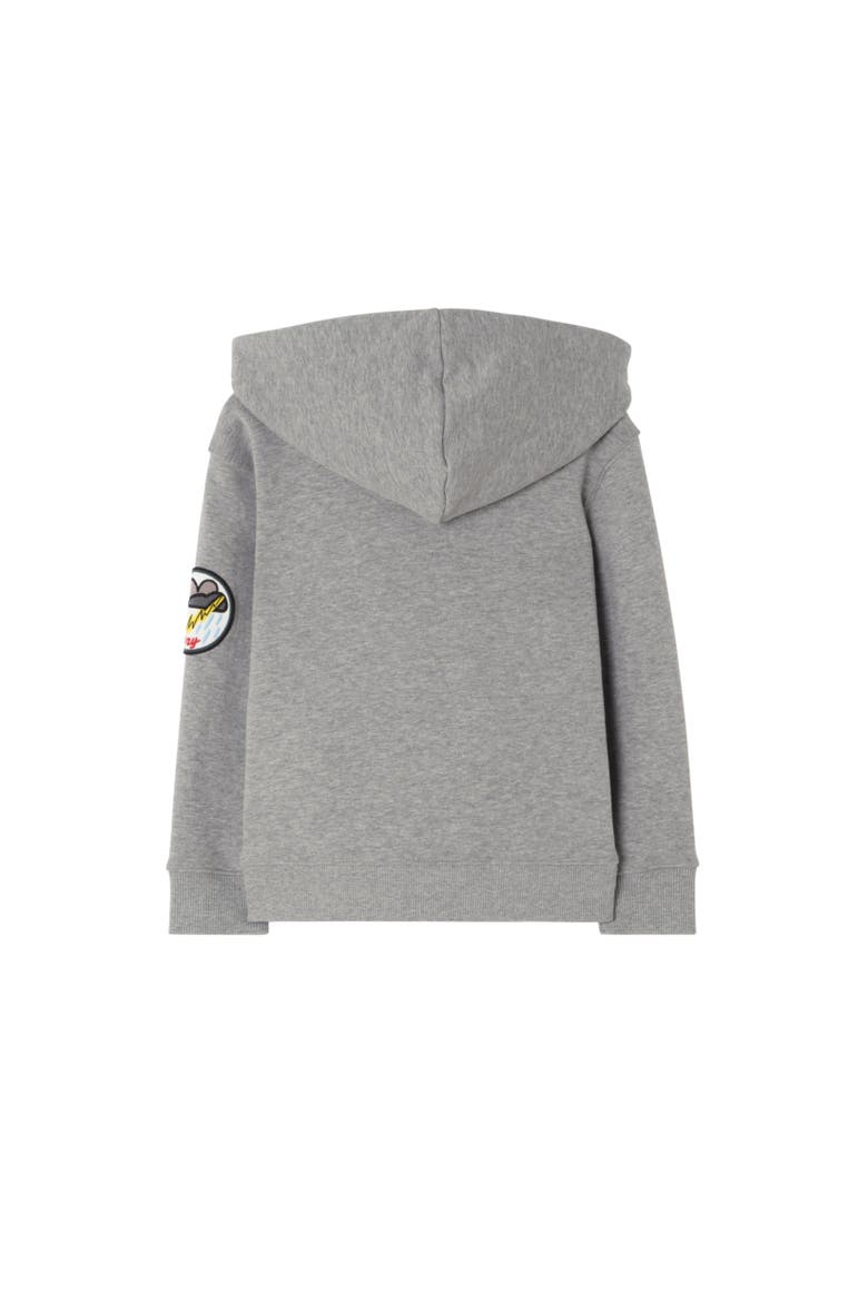Rain Bear Cotton Zip Hoodie, Alternate, color, Pale grey melange