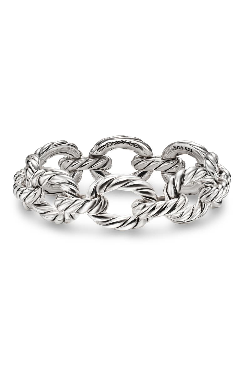 Sculpted Cable Oval Link Bracelet in Sterling Silver, 18mm, Main, color, SILVER