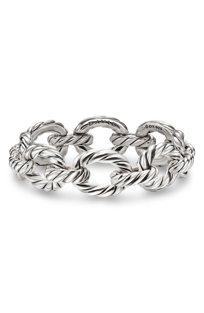 David Yurman Sculpted Cable Oval Link Bracelet in Sterling Silver, 18mm, Main, color, Silver