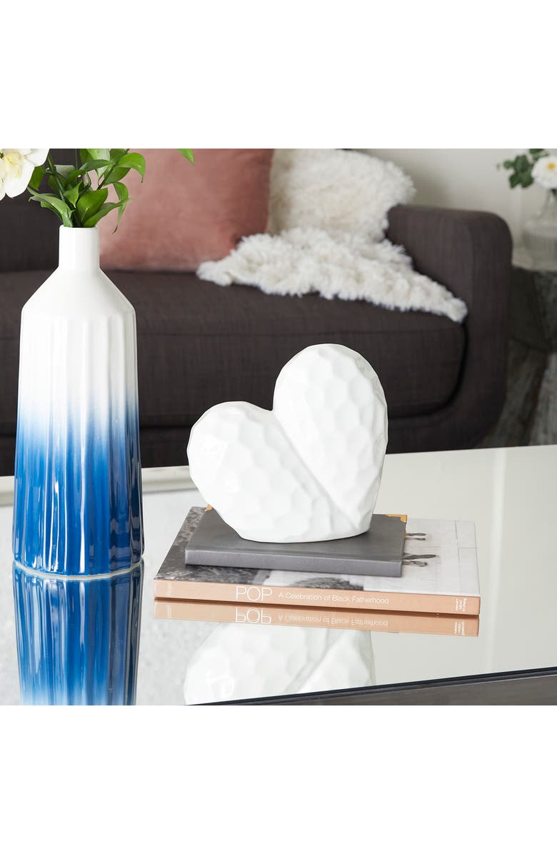 WILLOW ROW White Porcelain Heart Sculpture, Alternate, color, White