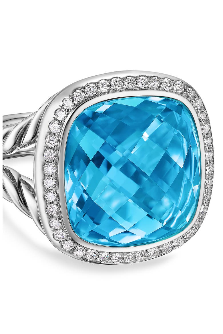 Albion® Ring in Sterling Silver with Blue Topaz & Diamonds, 15mm, Alternate, color, BLUE TOPAZ
