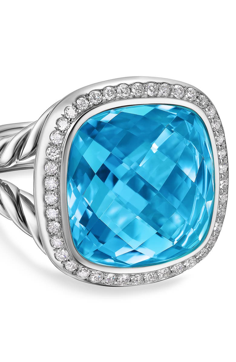 David Yurman Albion<sup>®</sup> Ring in Sterling Silver with Blue Topaz & Diamonds, 15mm, Alternate, color, Blue Topaz
