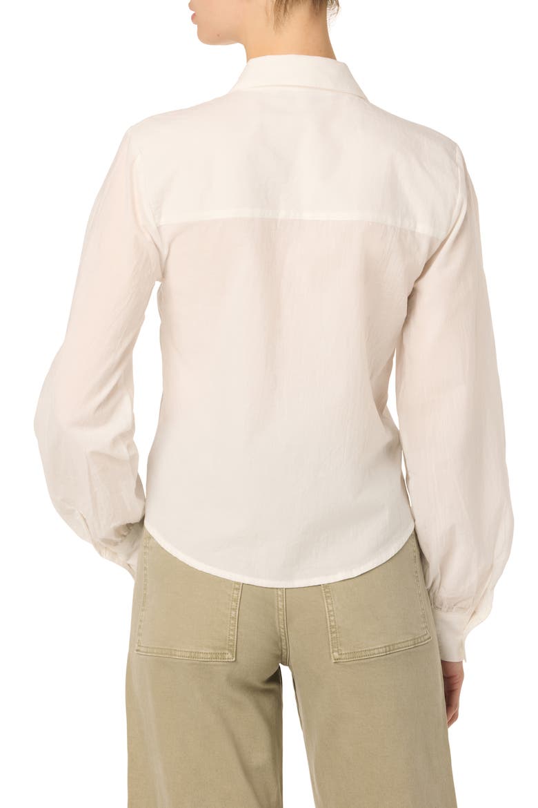 Pleated Long Sleeve Button-Up Shirt, Alternate, color, WHITE