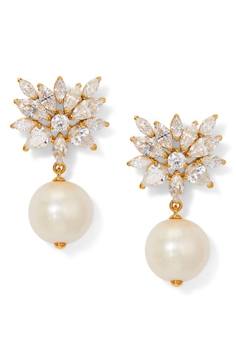 Cubic Zirconia & Pearl Drop Earring