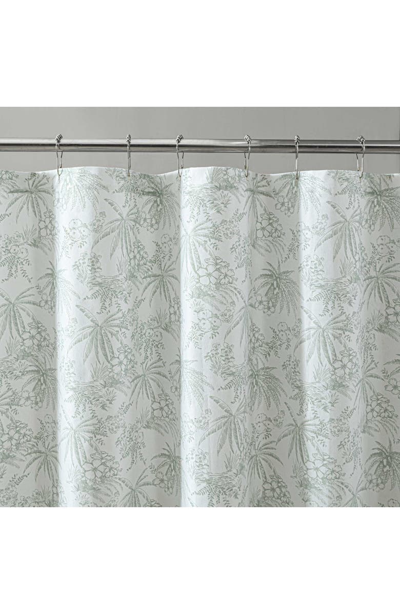 Tommy Bahama Pen and Ink Tropical Shower Curtain, Alternate, color, Spring Green