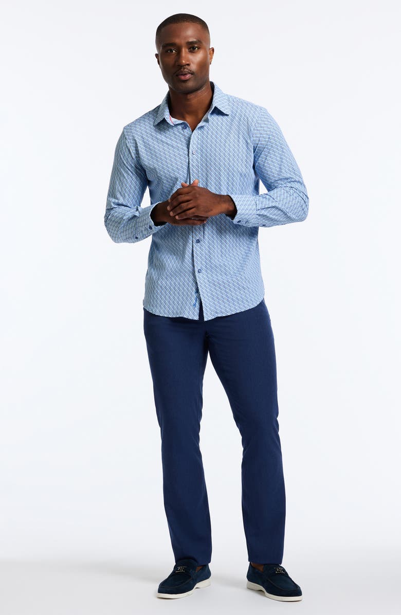 Robert Graham Wilshire Classic Fit Crosshatch Print Knit Button-Up Shirt, Alternate, color, 