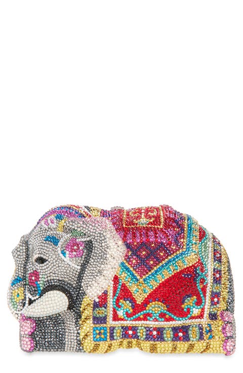 Elephant Crystal Embellished Clutch