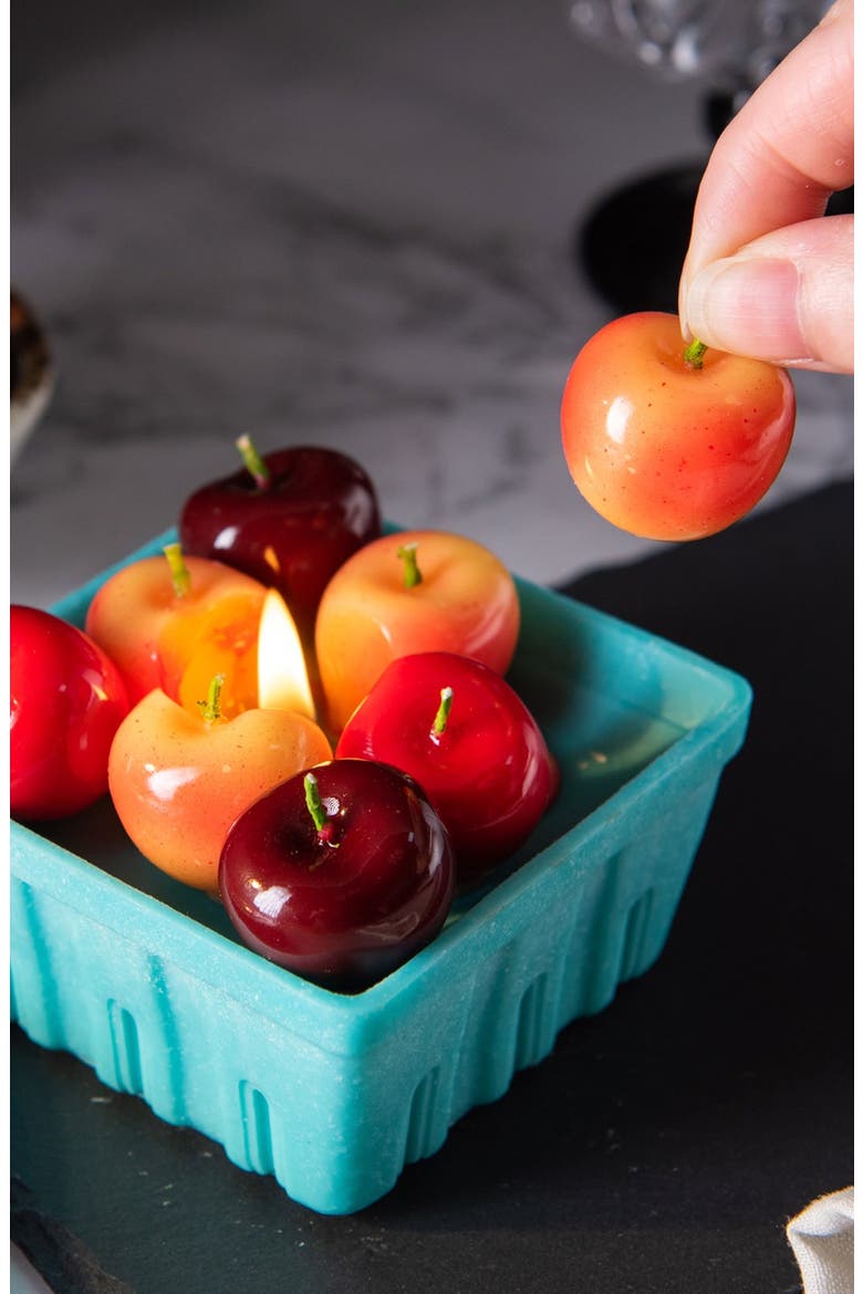 Cherry Basket Candle, Alternate, color, Red / Turquoise