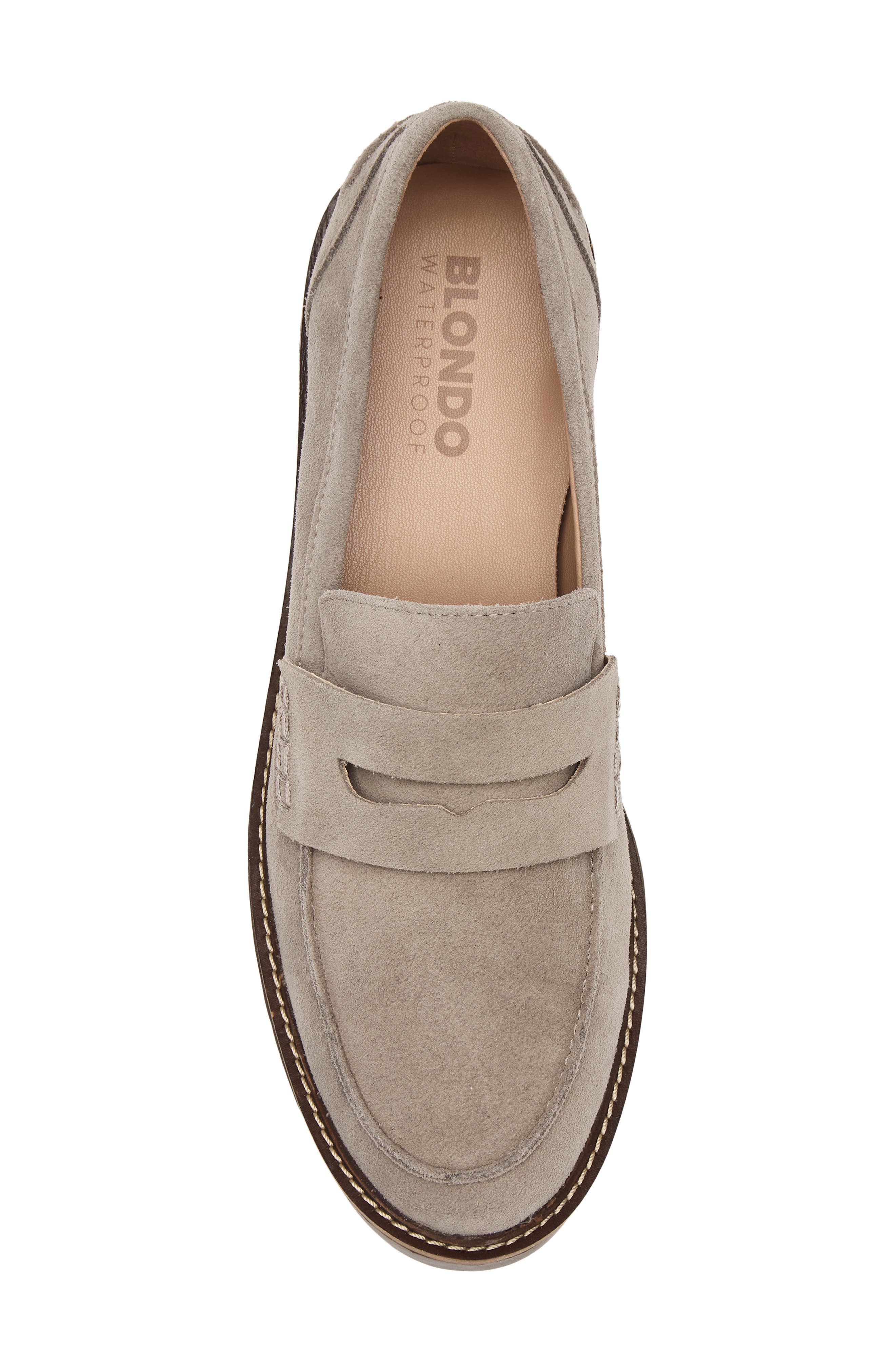 Waterproof Penny Loafer, Alternate, color, TAUPE SUEDE