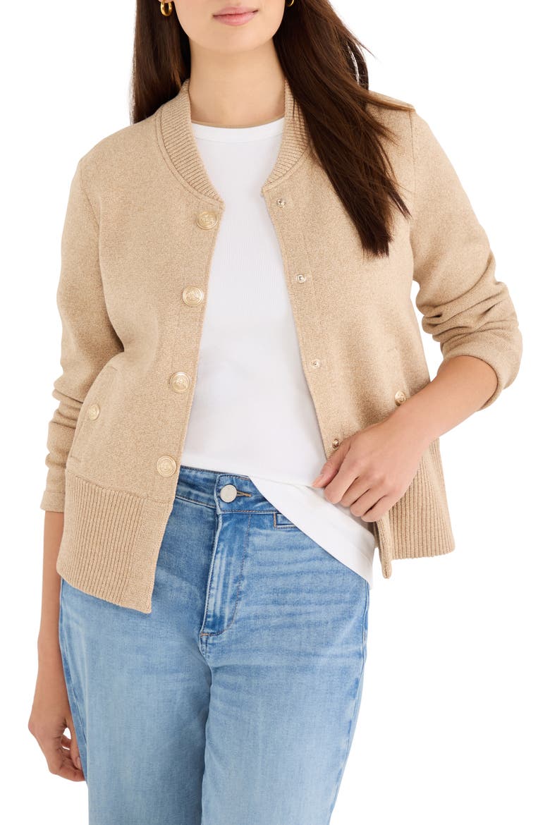 Knit Bomber Jacket, Main, color, JUTE