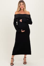 PinkBlush Faux Pearl Detail Off Shoulder Sweater Dress