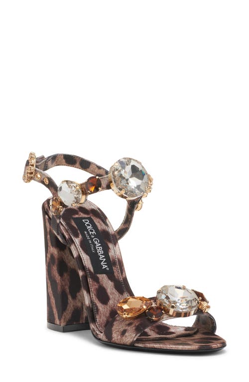 Dolce & Gabbana Satin Sandals With Gemstone Embellishment In Leo New
