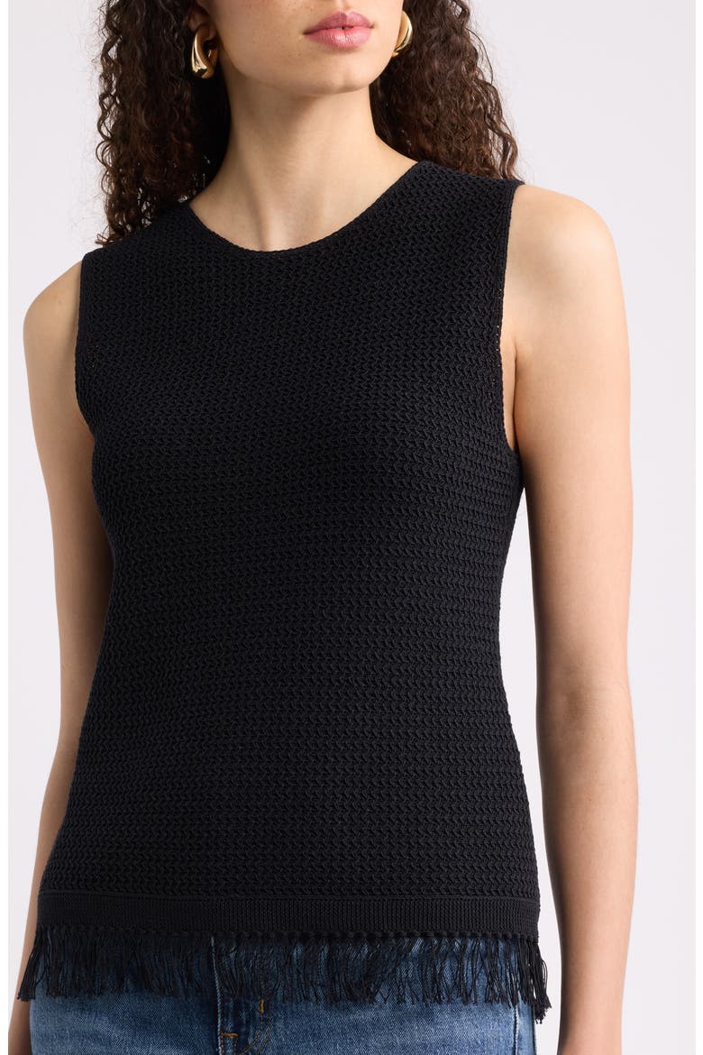 Fringe Hem Tank Sweater, Alternate, color, BLACK