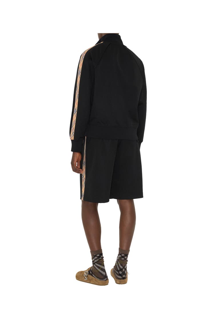 Check Trim Cotton Blend Shorts, Alternate, color, Black