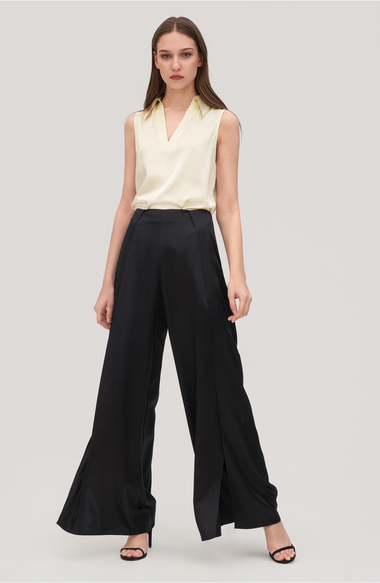 Lilysilk V-Neck Sleeveless Silk Violet Blouse, Alternate, color, Lily White