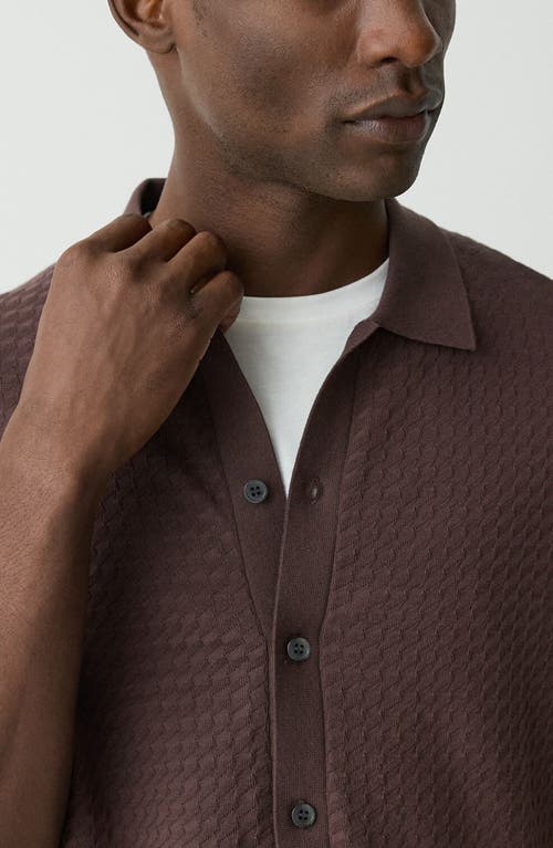 Theory Cairn Short Sleeve Organic Cotton Button-up Shirt In Brown