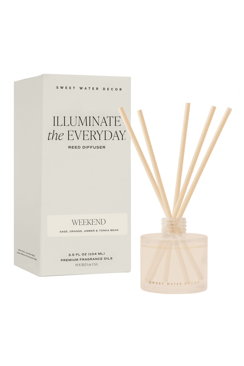 White Translucent Glass Reed Diffuser, Main, color, Weekend