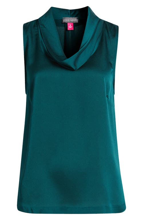 Vince Camuto Hammered Satin Sleeveless Cowl Neck Top In Blue