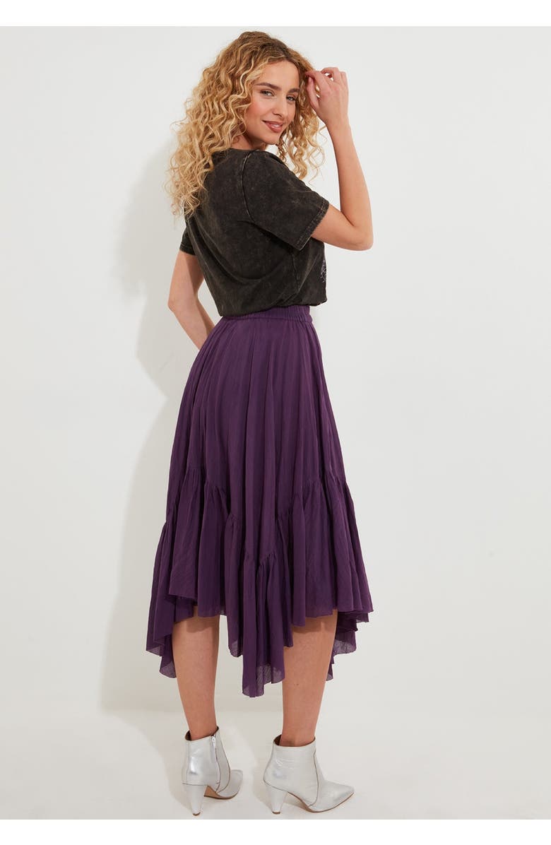 Joe Browns Handkerchief Hem Crinkle Midi Skirt, Alternate, color, Wineberry