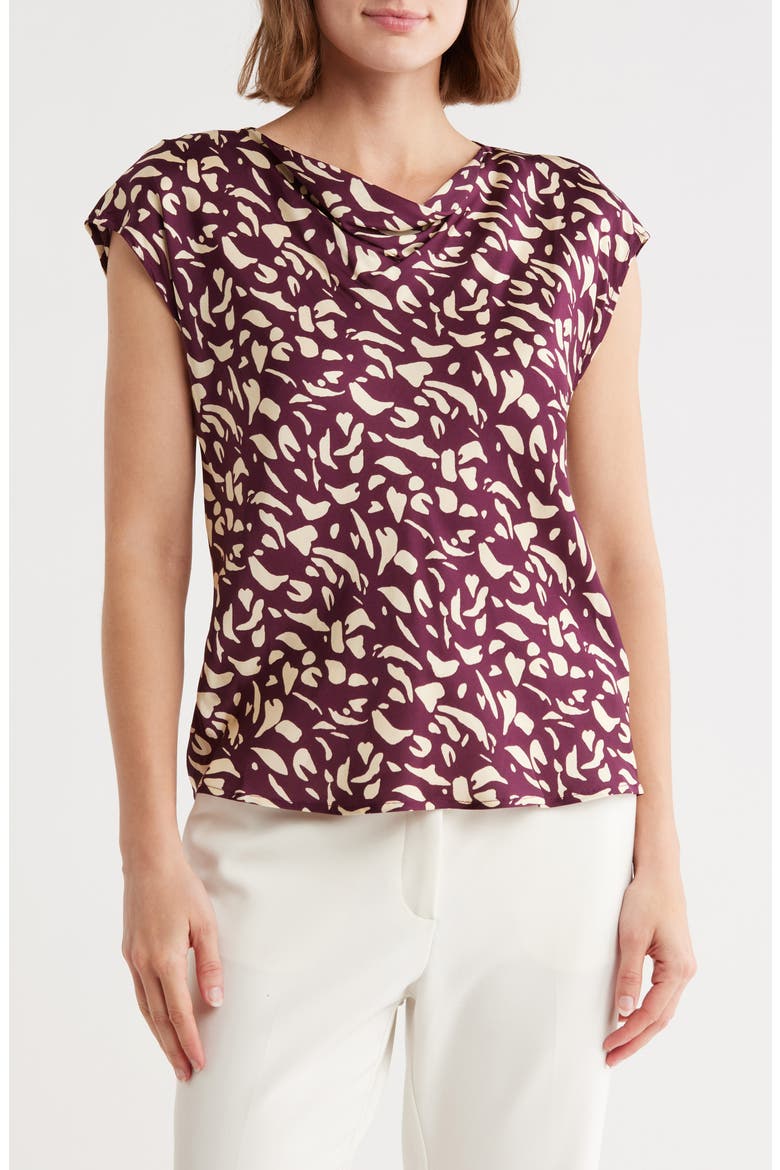 Cowl Neck Top, Main, color, BURGUNDY PRINT