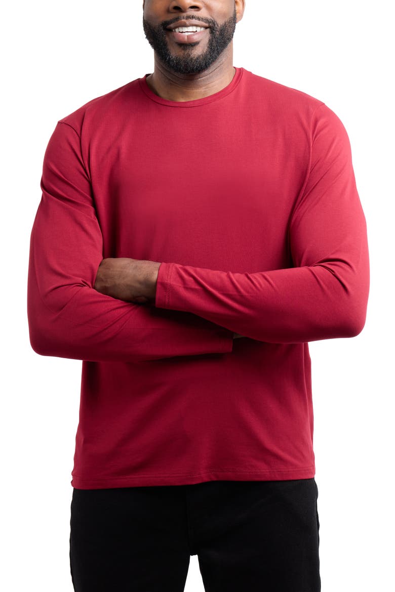 Crewneck Long Sleeve T-Shirt, Alternate, color, BURGUNDY