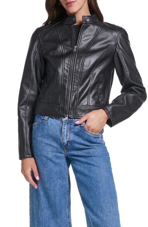 Faux Leather Racer Jacket