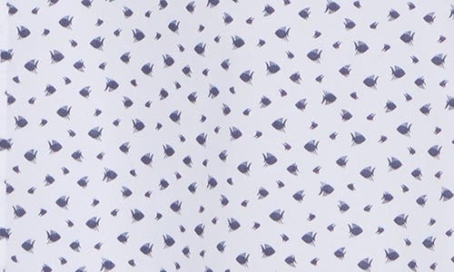 14th & Union Fish Print Short Sleeve Stretch Poplin Button-up Shirt