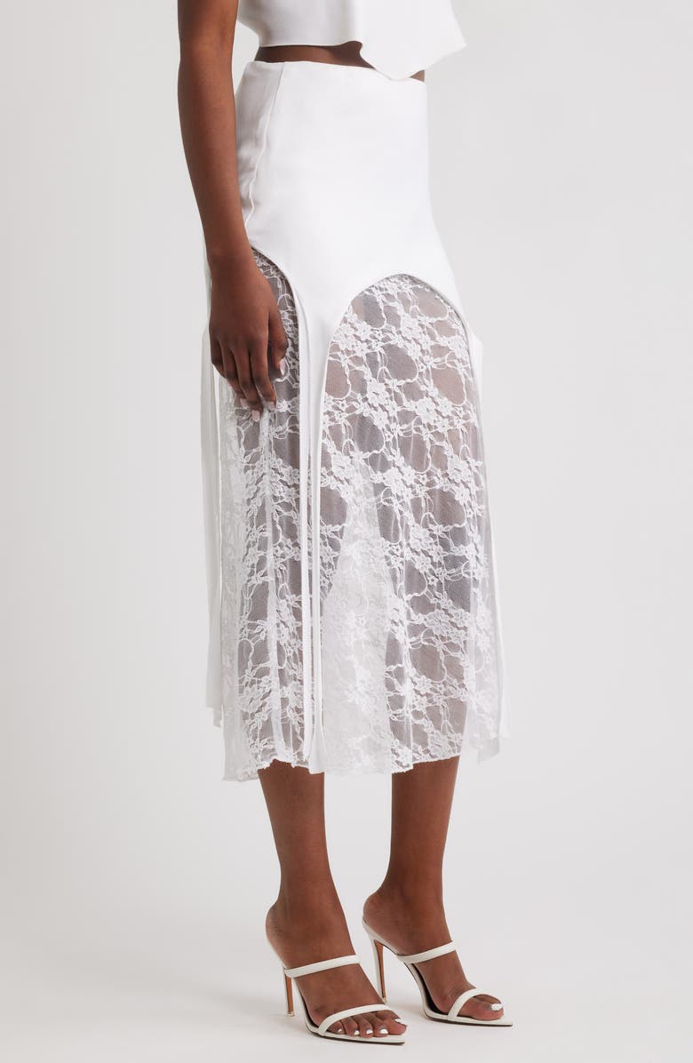 Bella Venice Lisa Lace Midi Skirt, Alternate, color, White