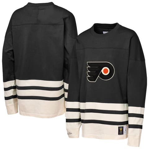 Youth Mitchell & Ness  Black Philadelphia Flyers Chainstitch Heavyweight Long Sleeve Top