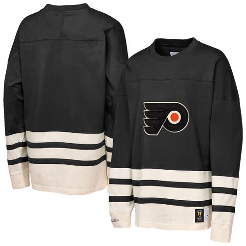 Mitchell & Ness Youth Black Philadelphia Flyers Chainstitch Heavyweight Long Sleeve Top In Black
