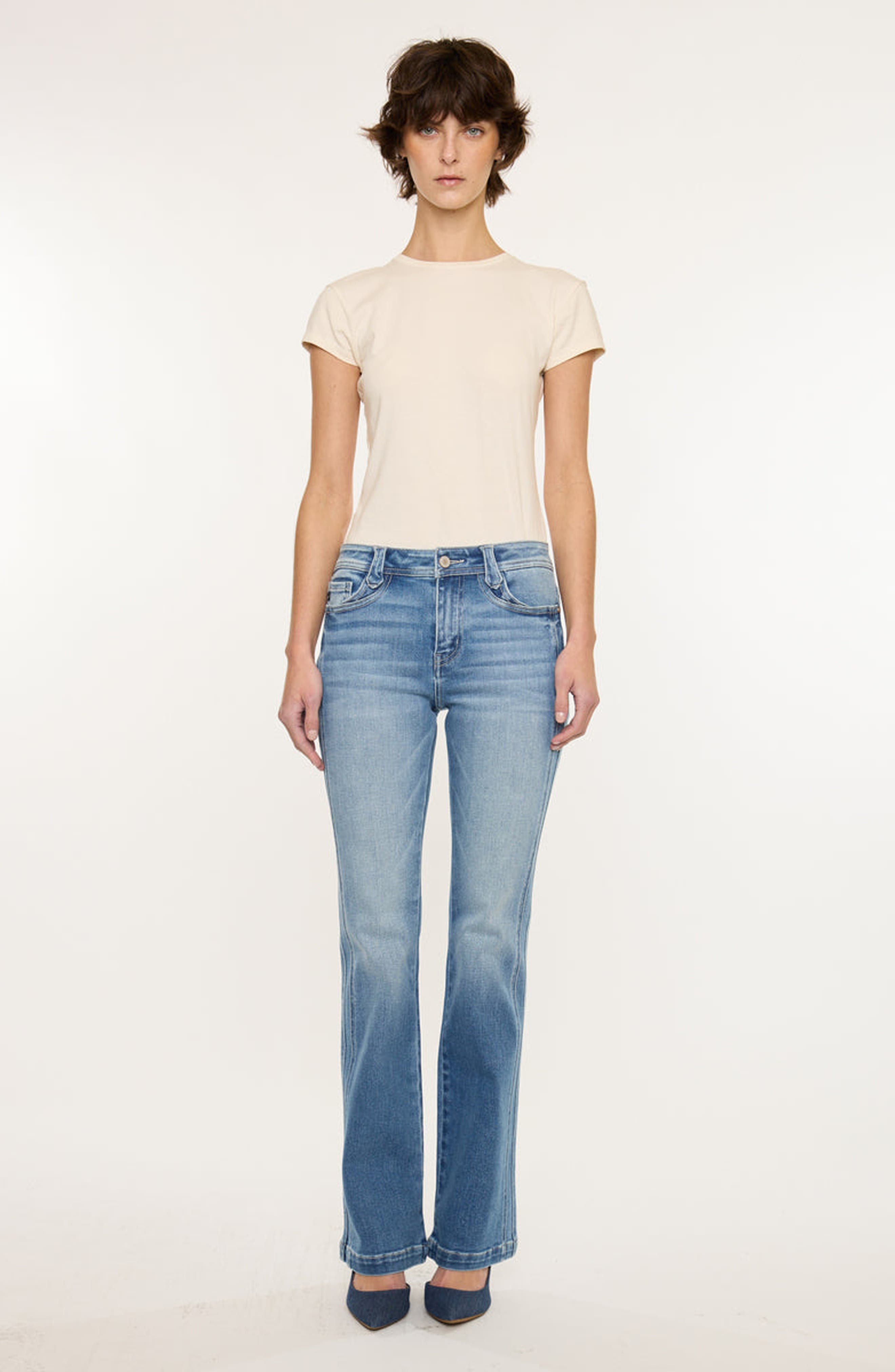 Abigail Mid Rise Bootcut Stretch Jeans