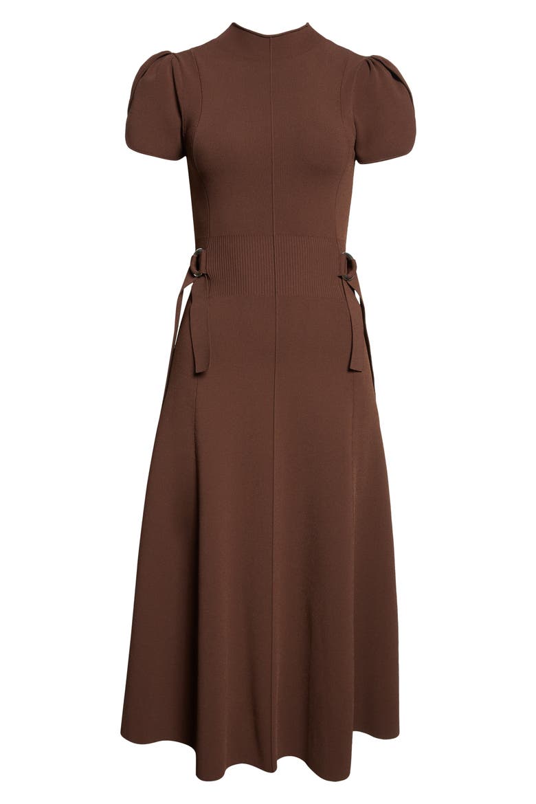 Compact Rib Midi Dress, Alternate, color, DARK CHOCOLATE