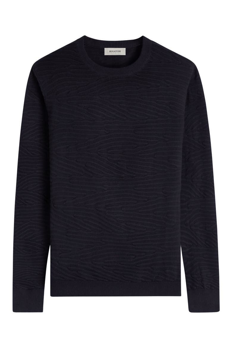 Textured Cotton, Silk & Cashmere Crewneck Sweater, Alternate, color, BLACK
