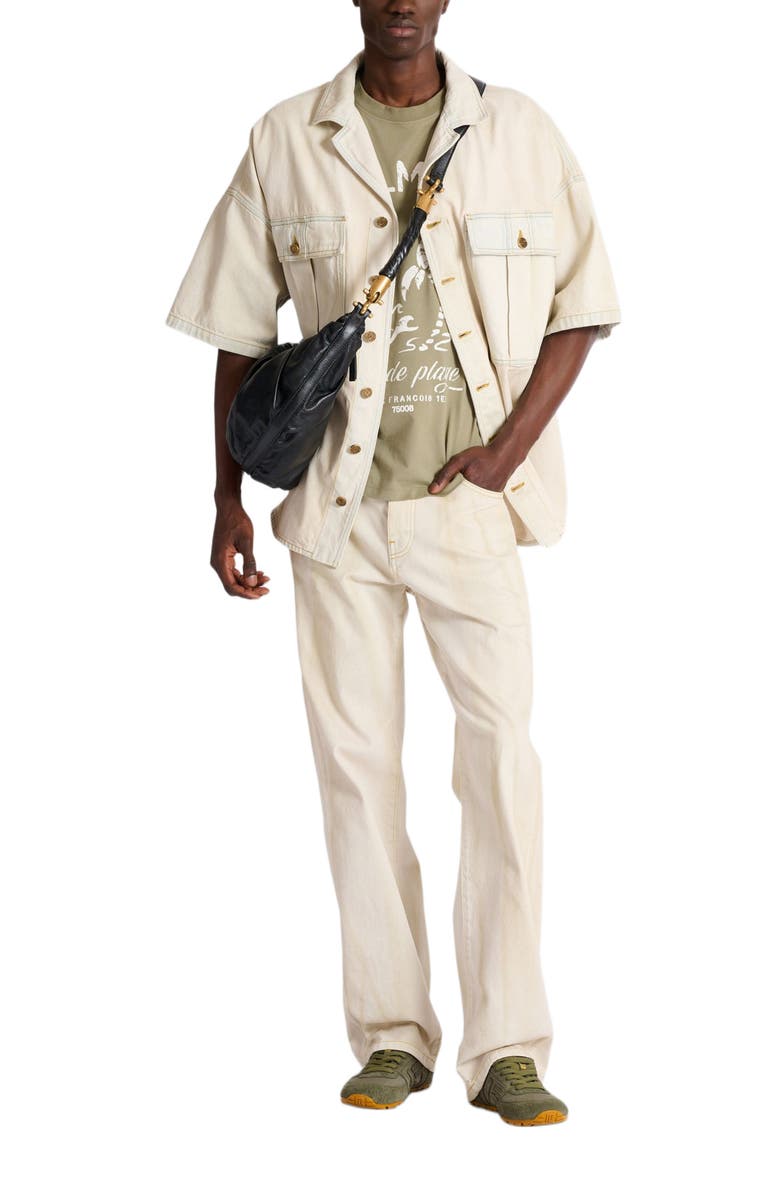 Balmain t-shirt with plage print, Alternate, color, Green