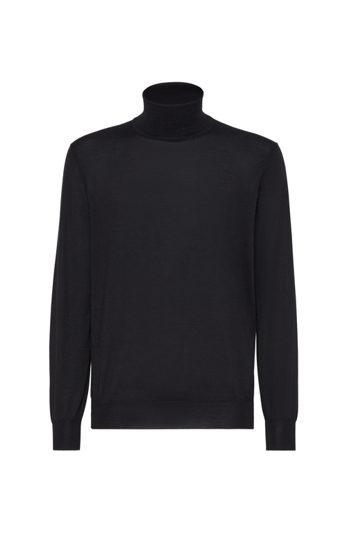 Brunello Cucinelli Lightweight Turtleneck Sweater In Cashmere And Silk In Black