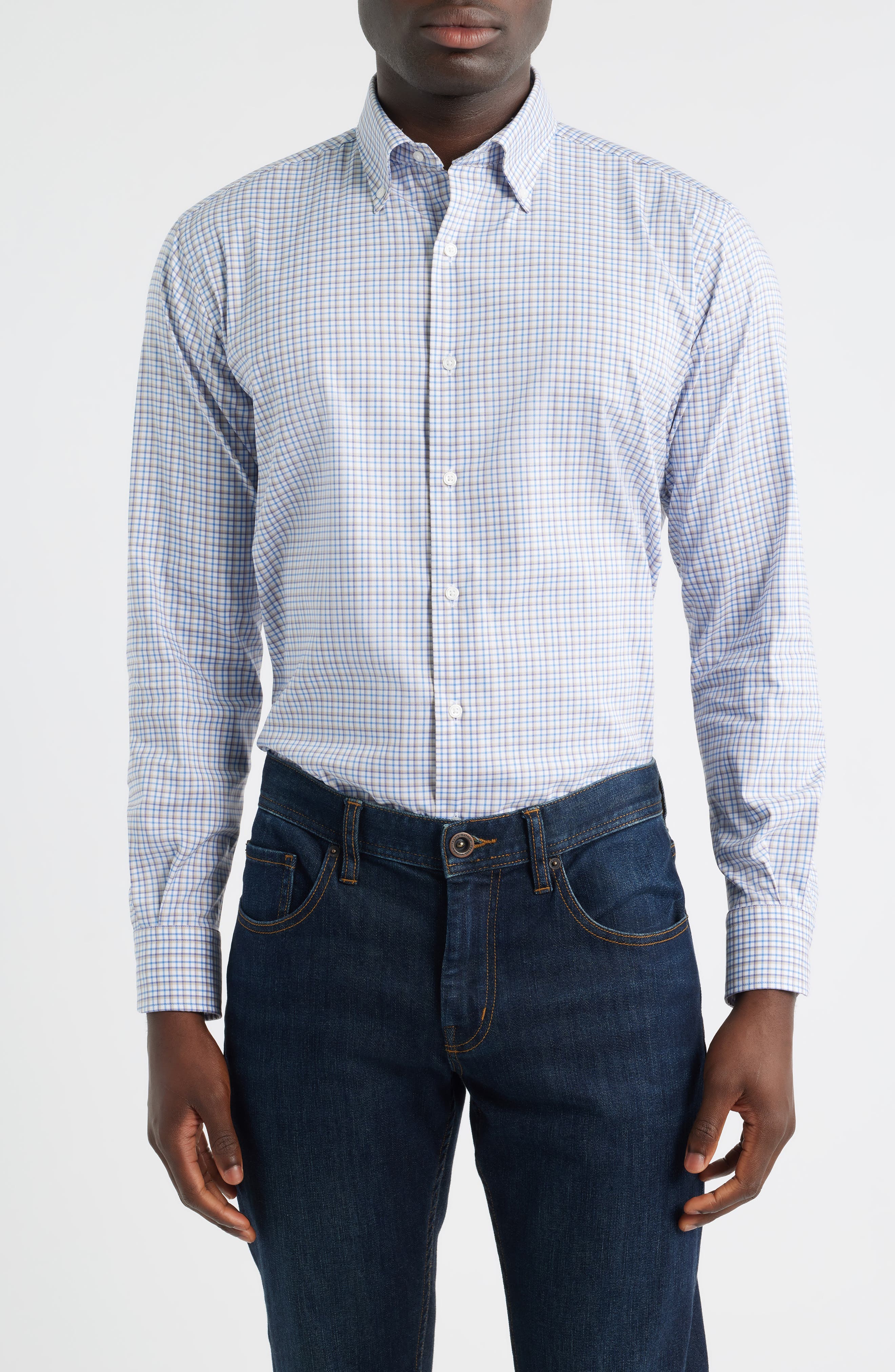 Julian Crown Light Plaid Button-Down Shirt - image 3