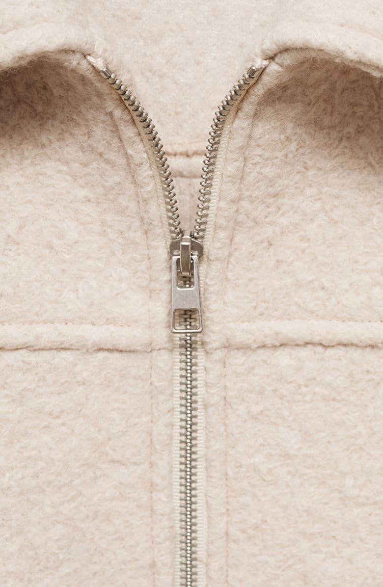 MANGO Wool Blend Faux Shearling Field Jacket, Alternate, color, Beige