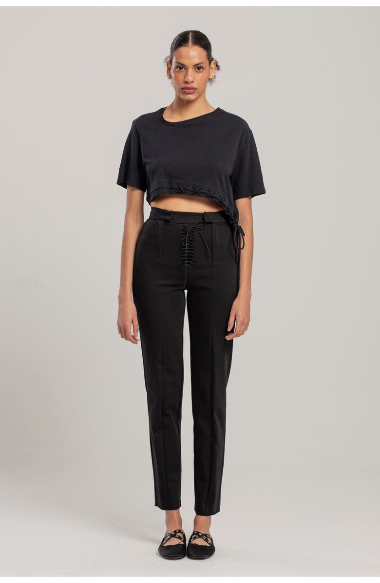 PCFG Pure Cotton Free Heaven Crop String Tshirt, Alternate, color, Black