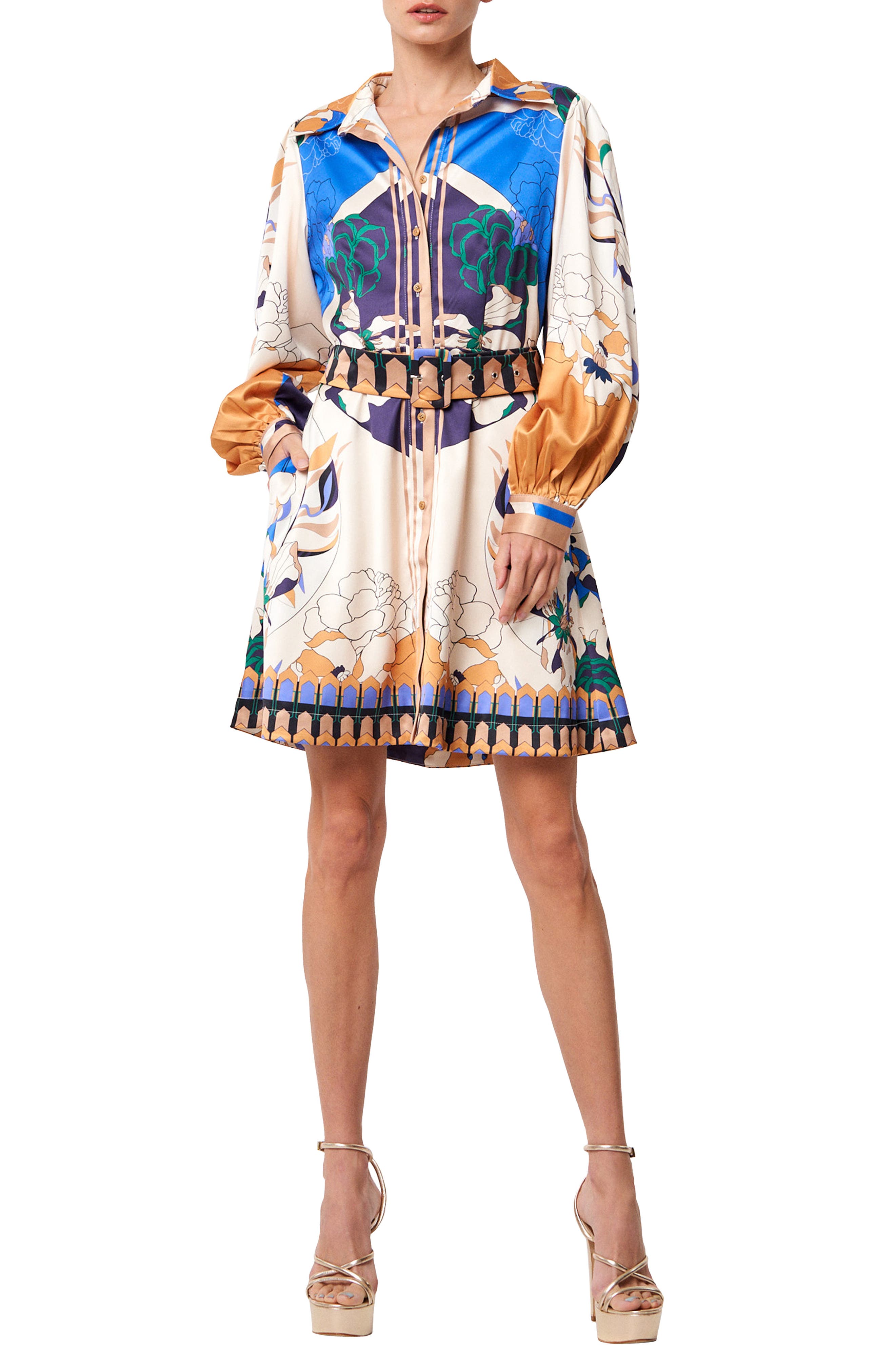 CIEBON Billy Floral Print Long Sleeve Dress