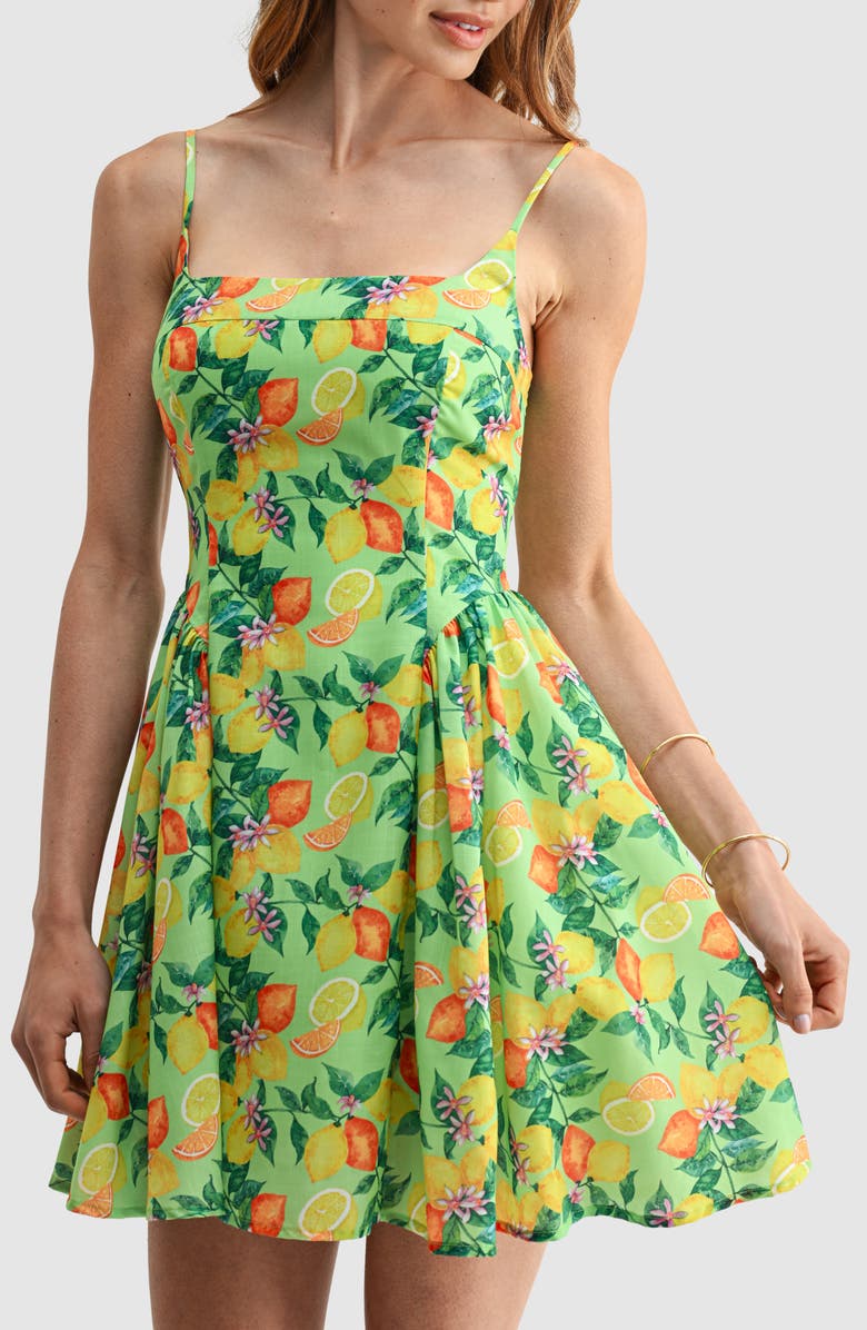 All in Favor Lemon Print  Princess Cut Minidress, Alternate, color, Lemon Print