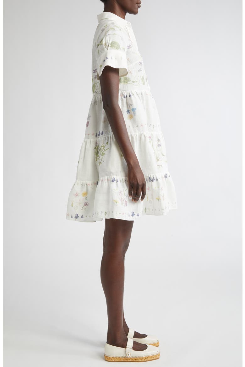 Short Sleeve Linen Shirtdress, Alternate, color, BOTANICAL GARDEN WHITE