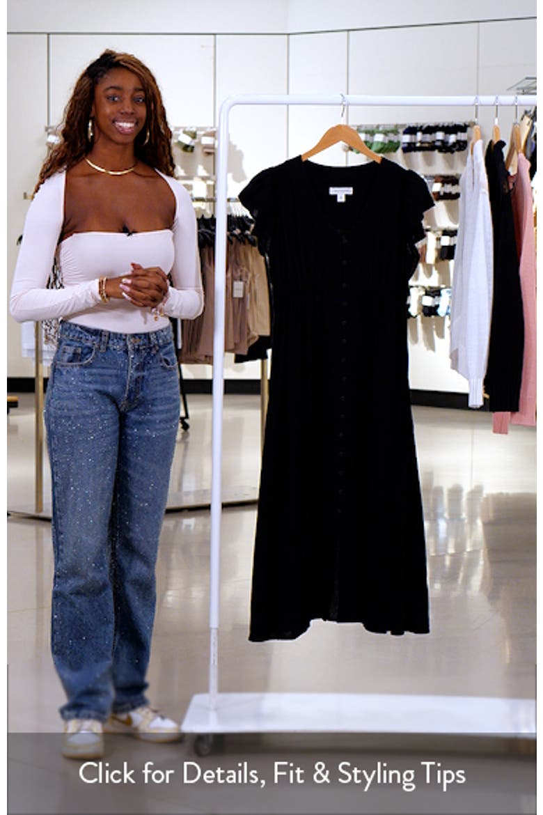 Short Sleeve Button Down Linen Blend Midi Dress video