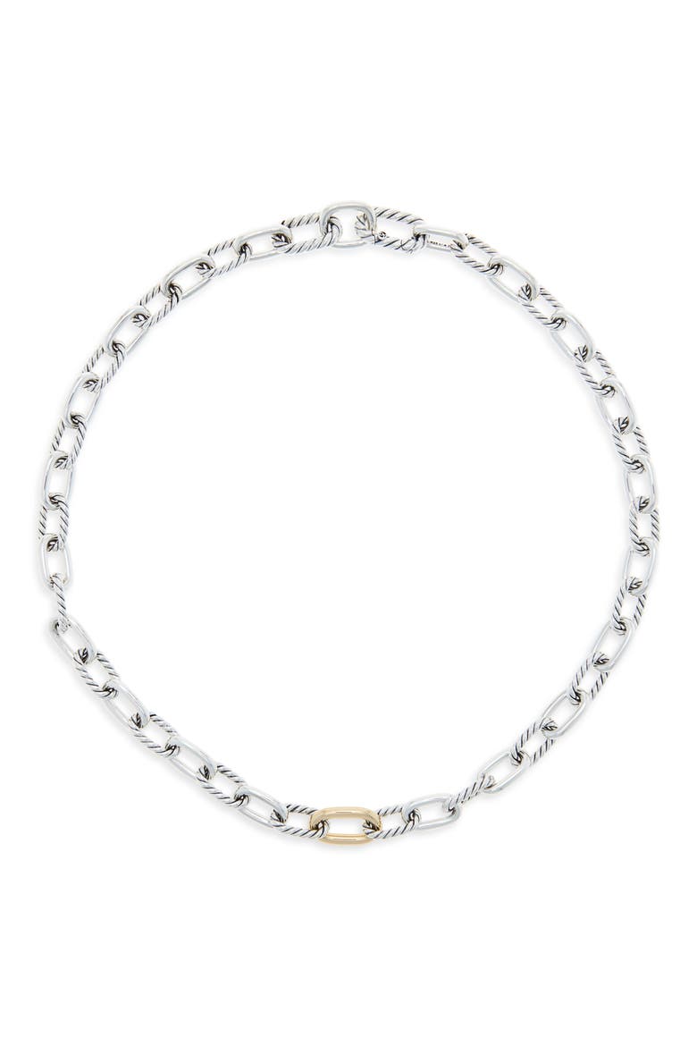 DY Madison® Chain Necklace in Sterling Silver with 18K Yellow Gold, 8.5mm, Main, color, SILVER