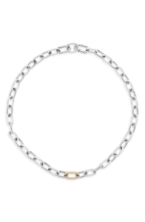 DY Madison® Chain Necklace in Sterling Silver with 18K Yellow Gold, 8.5mm