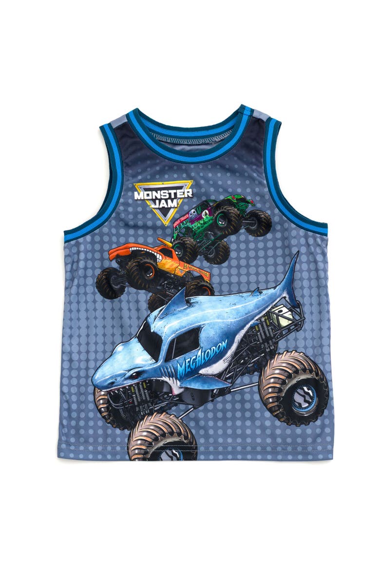3pc Tank Top, Tee & Shorts Set, Alternate, color, Blue Megalodon Monster Jam