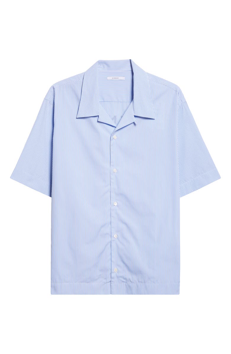Givenchy Stamp Print Camp Shirt, Alternate, color, White/ Light Blue
