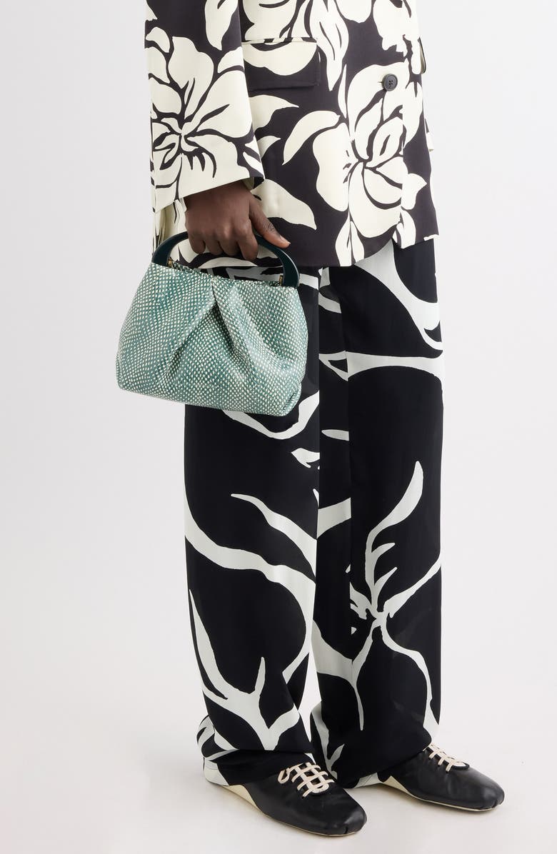 Dries Van Noten Small Pleated Snakeskin Embossed Leather Top Handle Bag, Alternate, color, 611 Emerald