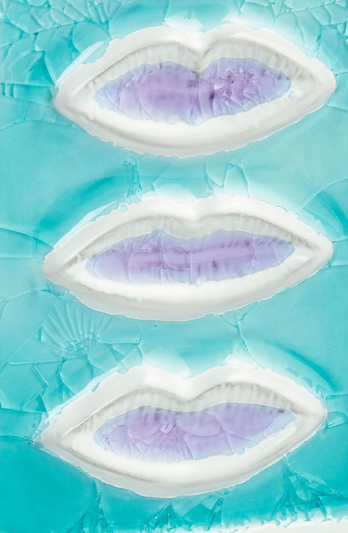Jonathan Adler Glass Menagerie Lips Vase In Lavender/turquoise