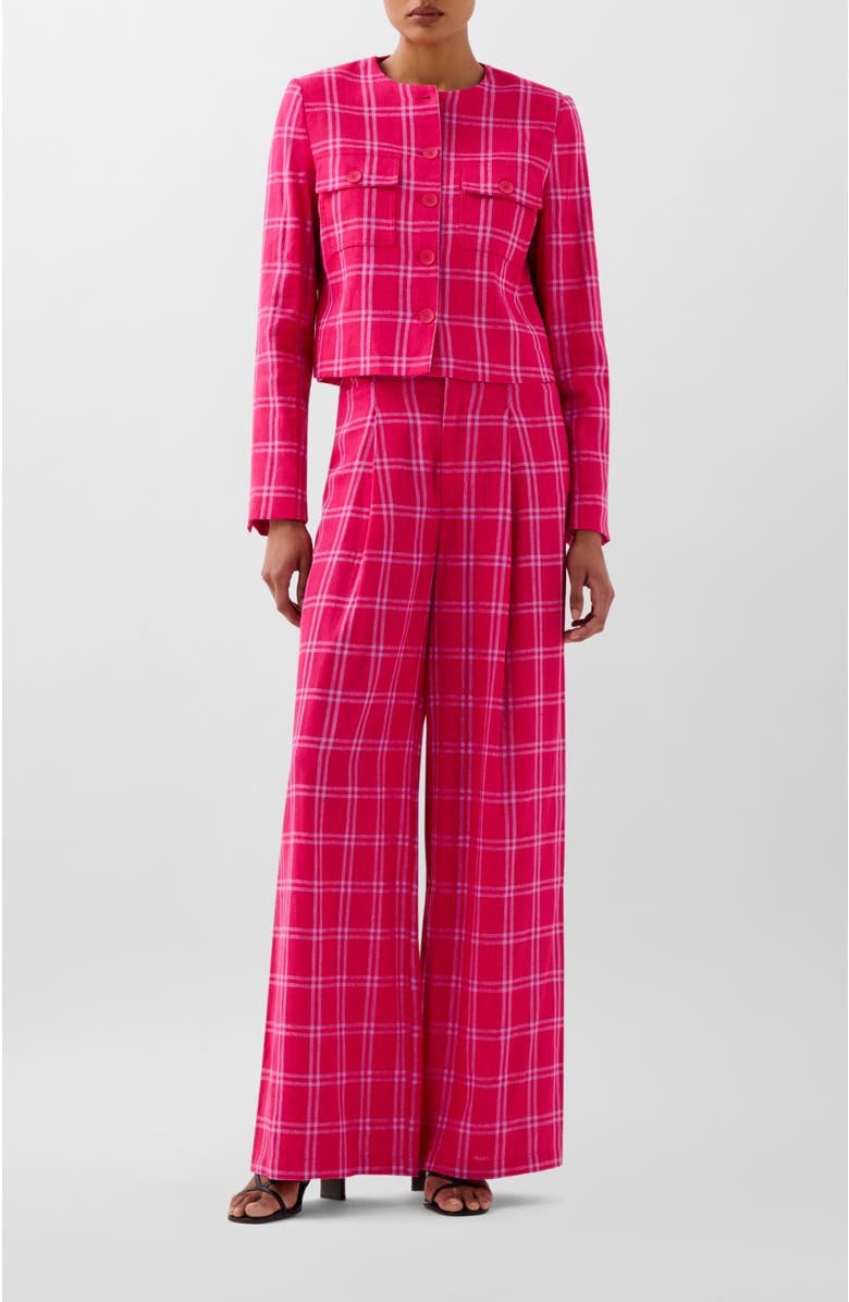 Scalpers Linen Check Blazer, Alternate, color, Redcheck