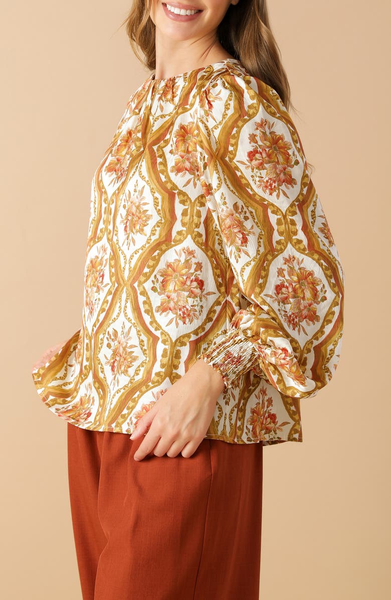 FLYING TOMATO Floral Long Sleeve Top, Alternate, color, Ivory